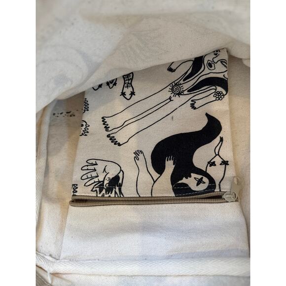 Artsy Cream Black Oaxacan Backpack Woven Canvas OS EUC Unbranded Handmade Mexico - Picture 7 of 11